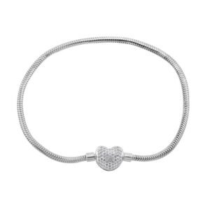 Pulseira Berloque Coração Cravejado