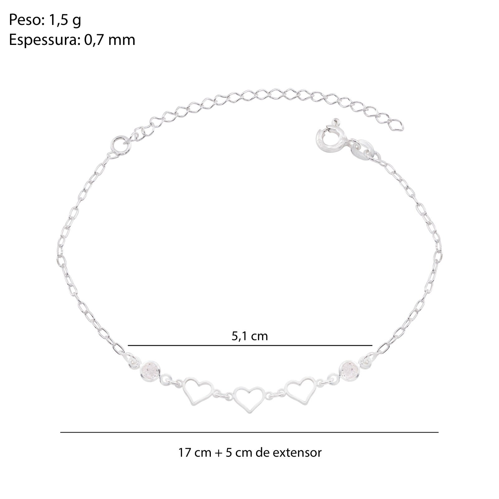 Pulseira Três Corações - Imagem 3