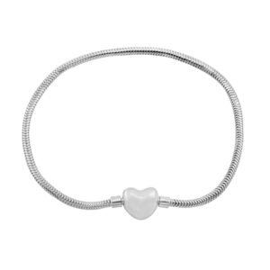 Pulseira Estilo Pandora Coração Polido