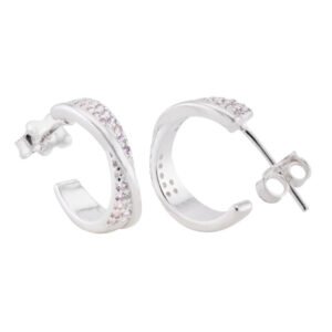 Brinco Meia Argola Torcida Cravejada