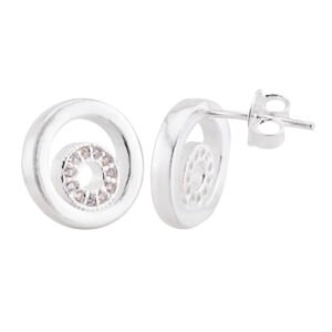 Brinco Duplo Círculo Liso e Cravejado