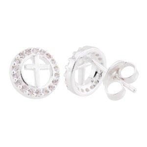 Brinco Cruz Cravejado Vazado