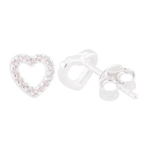 Brinco Coração Cravejado Vazado