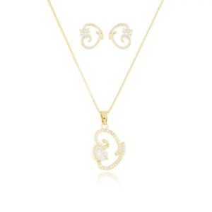 Conjunto Colar e Brincos Espiral