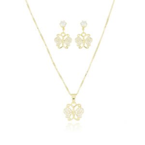 Conjunto Colar e Brincos Borboleta