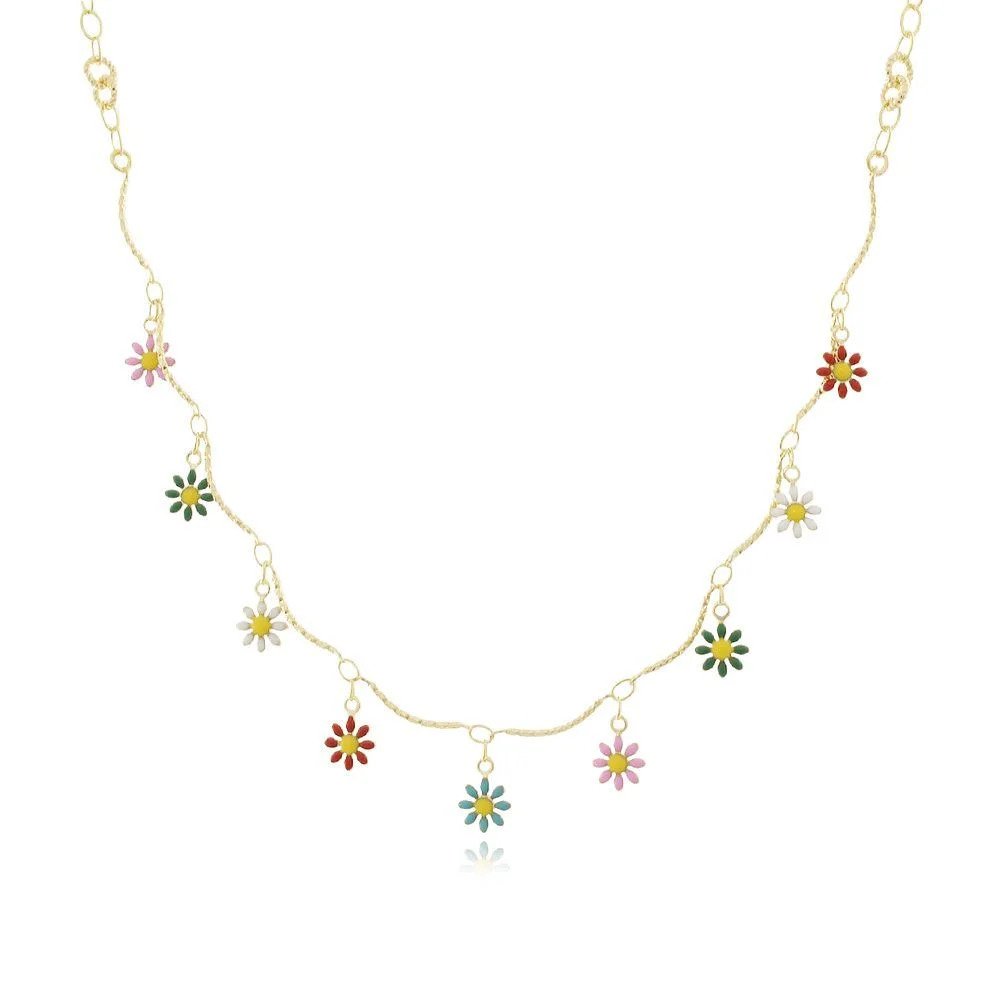 Colar Flores Coloridas