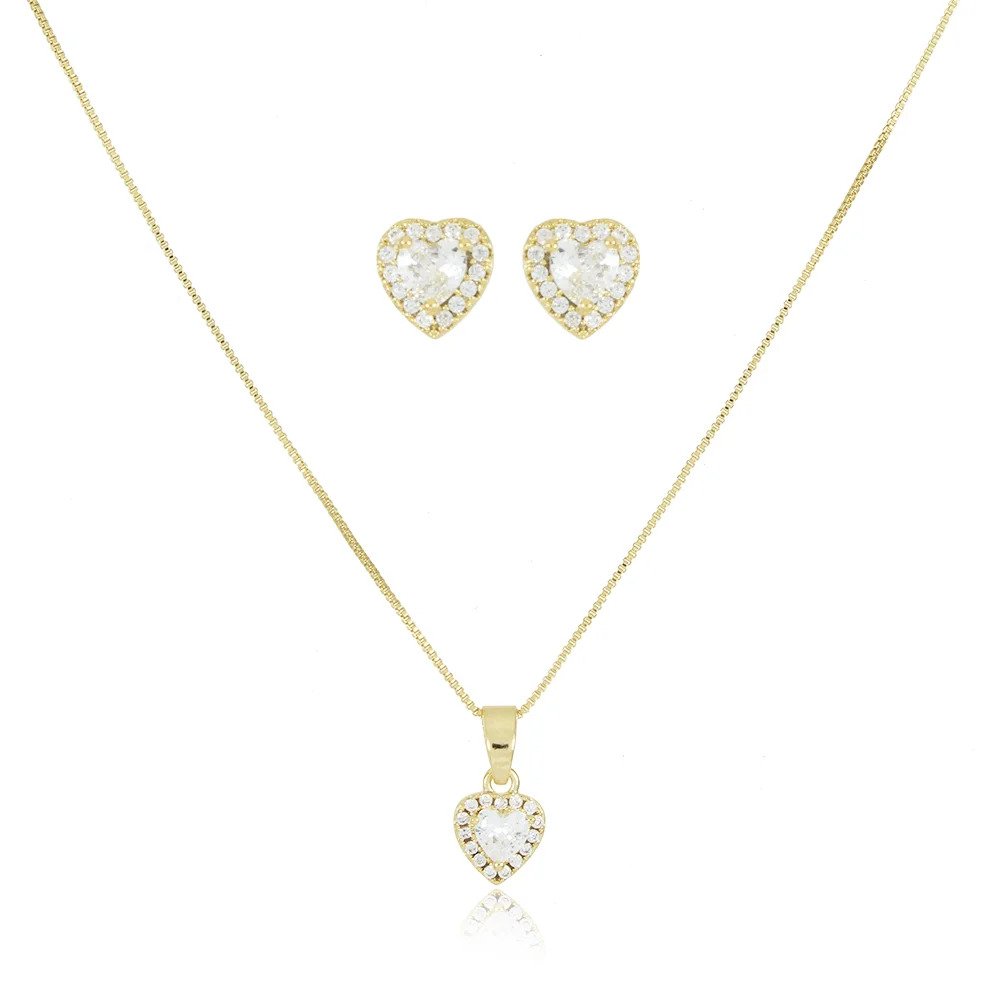 Conjunto Colar e Brincos Coração