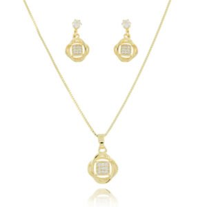 Conjunto Colar e Brincos Geométrico