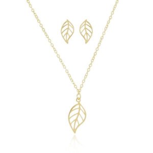 Conjunto Colar e Brincos Folha
